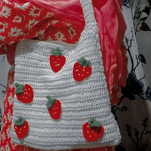 Crochet Strawberry 🍓 Tote Bag 🎀