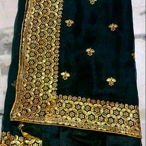 PRICE DROP✨Black Saree With GoldenStoneWork💕