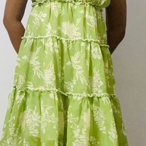 Green Ruffle A Line Dress