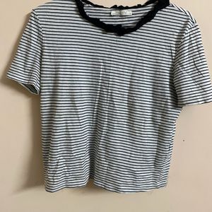 Zara White & Black Line Top