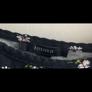 F21 Black Crop Top With Floral Print