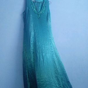 Sea Green Glass Work Party Gown