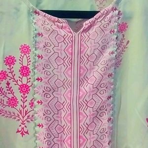 WHITE & PINK NAYRA KURTA PANT SET WITHOUT DUPATTA