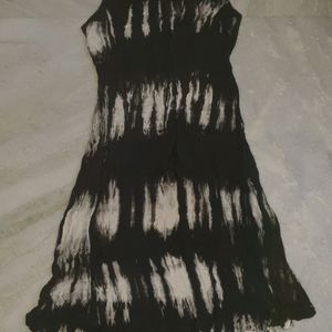 Cotton Midi Tie-dye Dress With Gold Neckline