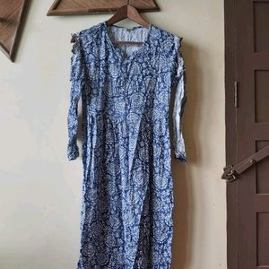 Blue Cold-Sholder Dress