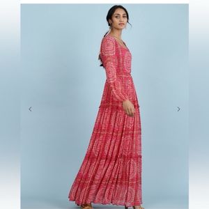 Aarke Ritu KumarBlock Print Square-Neck Tiered Dre