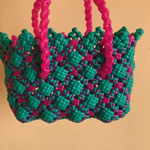 Pink With Green Small Basket