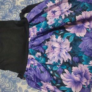 Black Flowers Print Dress