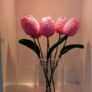 Pack Of 6 Crochet Pink Tulips 🌷