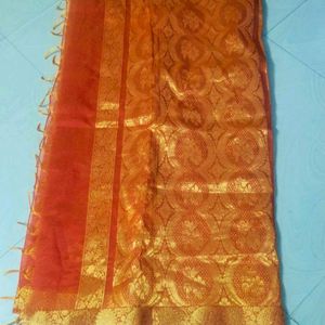 Orange Colour Shinning Organza Saree