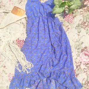 Blue Floral Print Dress