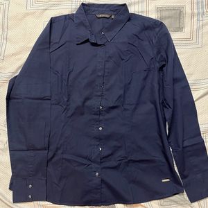 Navy Blue Fitted Formal Shirt