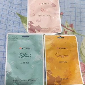 Zivame Sheet Mask Rose Saffron & Retinol Pack Of 3