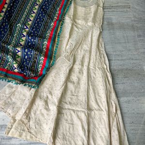 Cream Gown With Heavy Dupatta