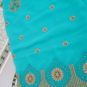 Desinger Full Worked Saree With Unstitched Blouse