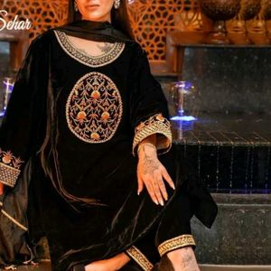 New Velvet Original Pakistani Dress Full Embroider