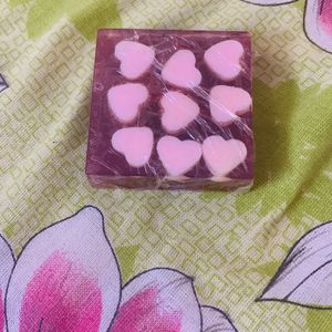 Set Of 4 Heart Shared Handmade Rose Soap