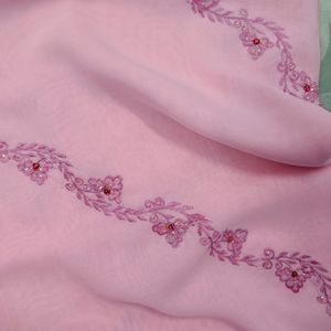 pink embroidered saree