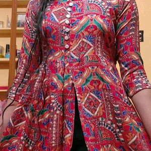 rayon print mandarin kurti