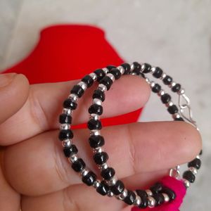 Beautiful New Black Beads Silver Bracelets