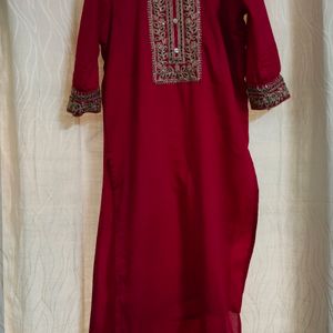 Red Straight Kurtha...Size L...