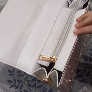 Zara White Handbag/sling Bag In New Condition