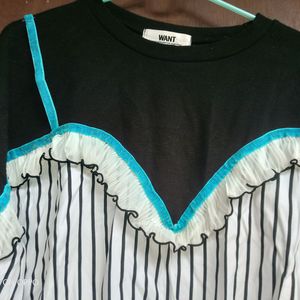 Striped layered Style blouse Korean