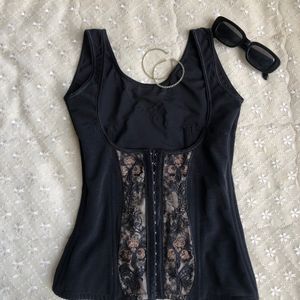 Black Floral Corset Top