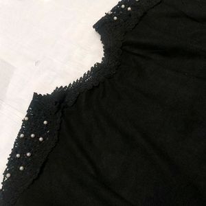 Black casual Wear Top With Embellishment