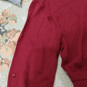 Maroon Collar Stylish Women Shirt