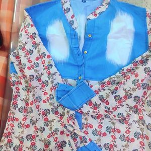 Georgette And Denim Shirt