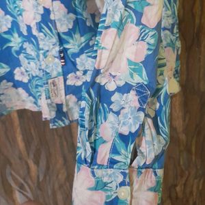 Blue Floral Cotton Shirt Perfect For Summers