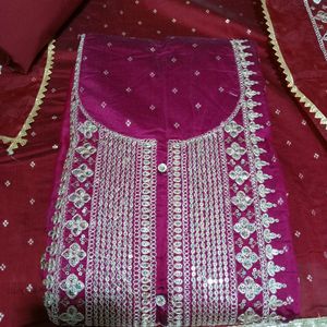 Unstitched Chanderi Suit