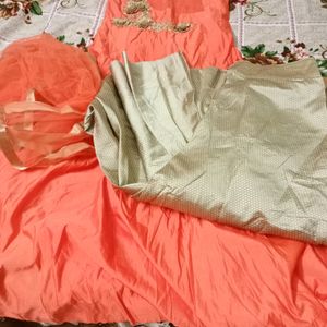 Orange Party Wear Gown