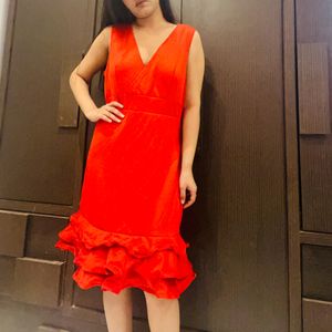 Red Beautiful Designer Frill Dress