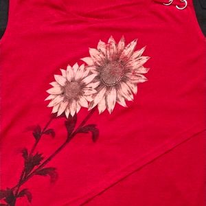 Red Flowery Beachy Top