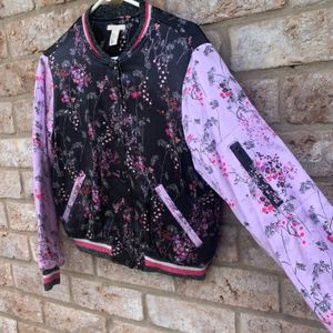 H&M Imported Floral Sakura Bomber Jacket