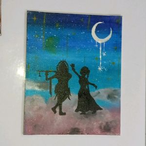 Canvas Board Painting Of Shree Krishna And Radha