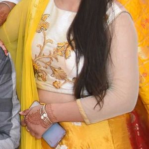 Haldi Dress With Cream Blouse And Yellow Skirt