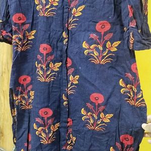 Navy Blue Kurti Print Flowers