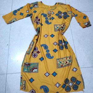 New Mustard Yellow XL Rayon Kurti