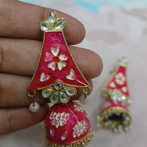 Dark Pink Jhumkas