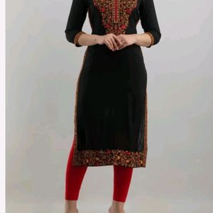 Black Heavy Kashmiri Embroidered Kurti