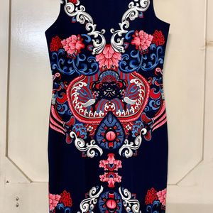 Floral Knee Length Sleeveless Dress