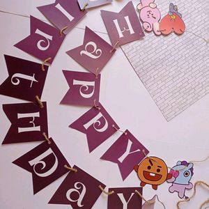 K-pop BTS Birthday Party Banner