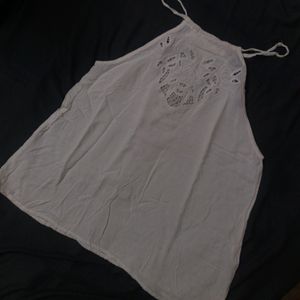 White Sleeveless Designer Top