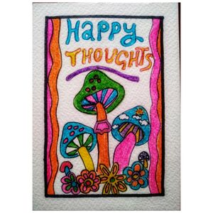 Happy Thoughts Handmade Postcard