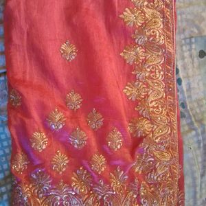 Saree With Golden Embroiderey