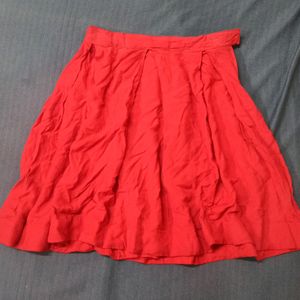 Bright Red Flared Skirt