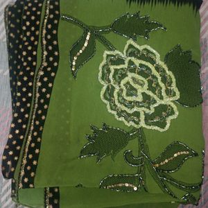 Green Embroidery Saree